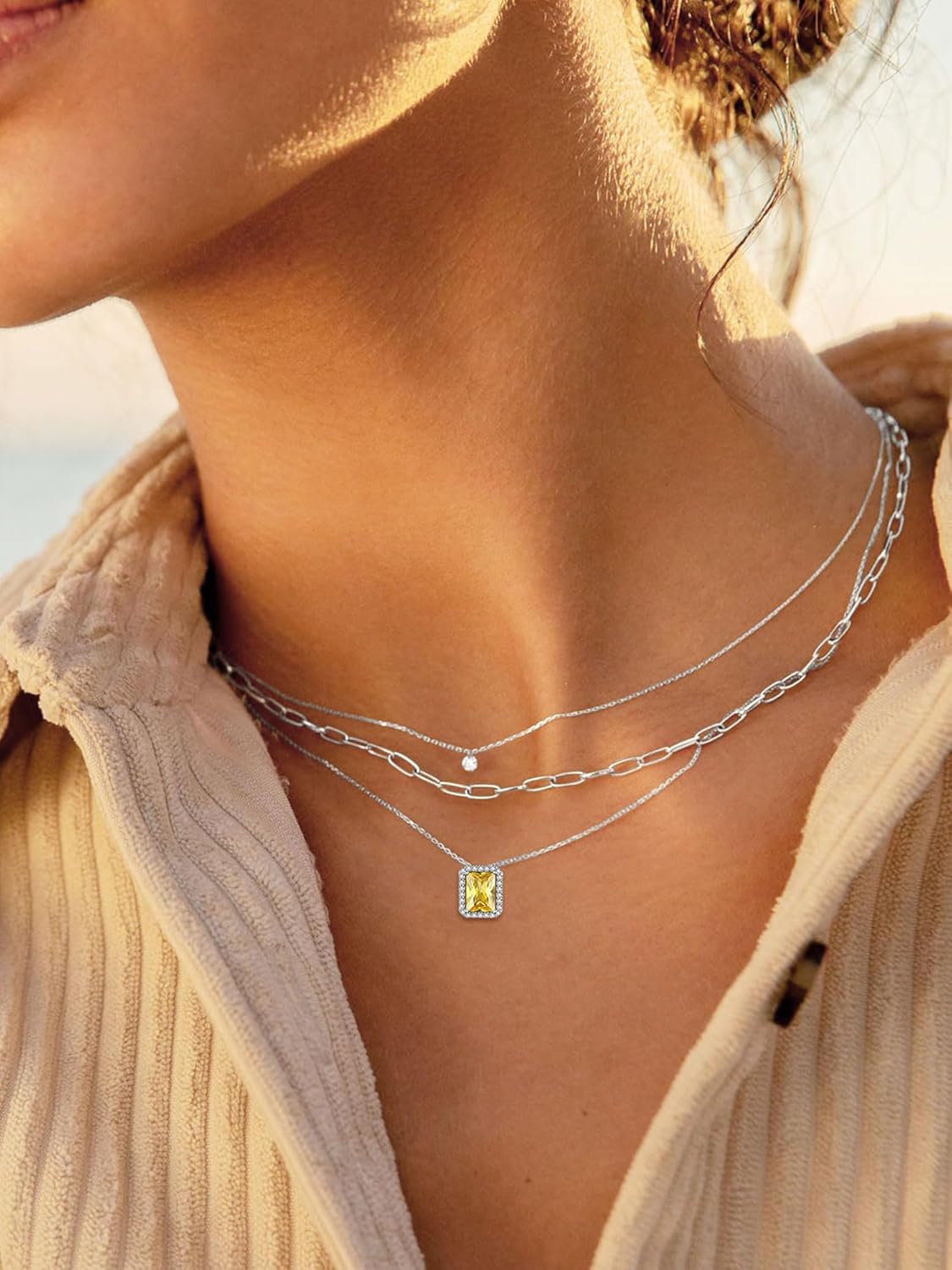 Square Emerald Cut Cubic Zirconia Halo Pendant Birthstone Necklace for Women,  birthstone necklace,sterling silver jewelry, gem necklace 