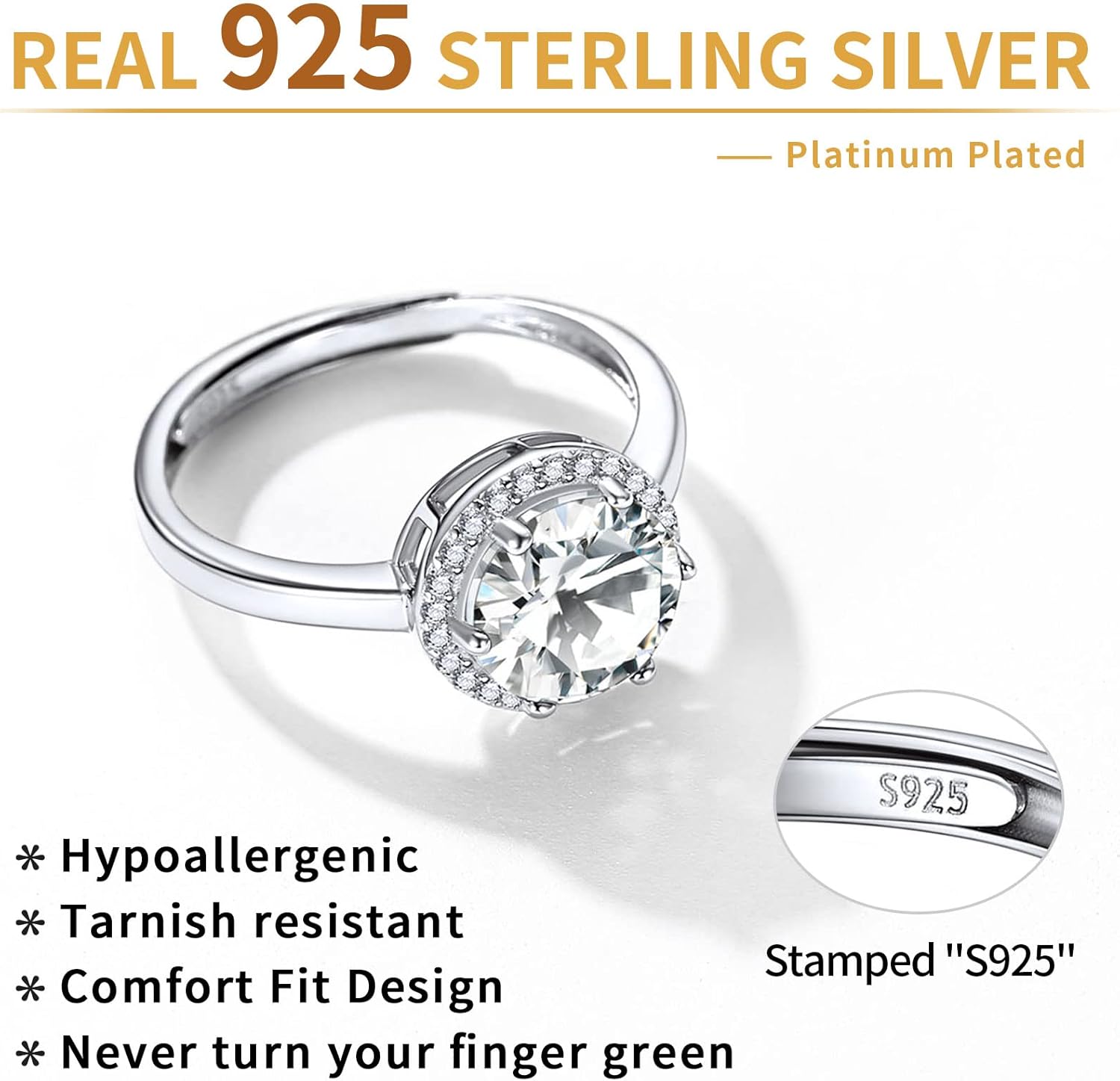 Sterling Silver Round Cut Birthstone Promise Ring