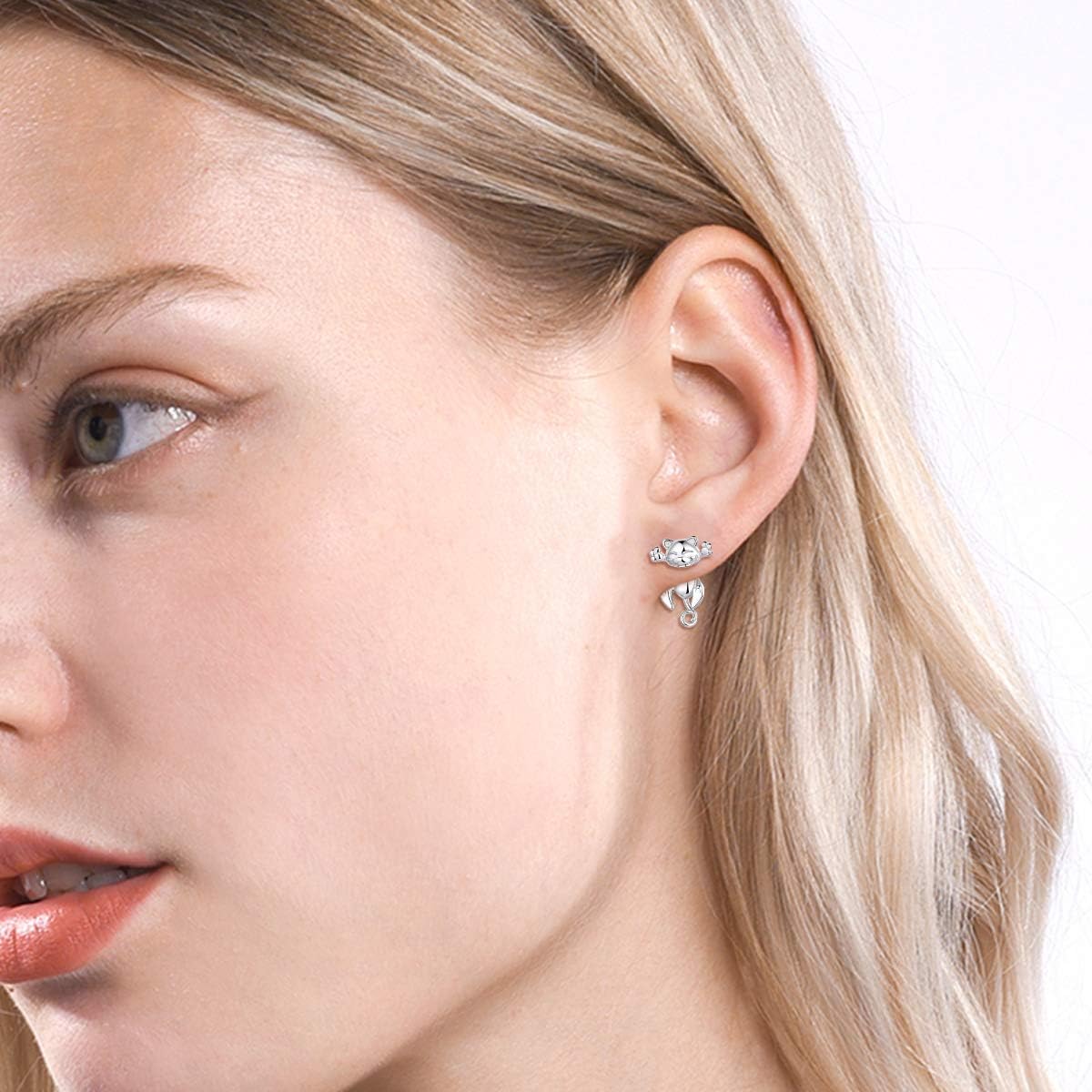 Cute Wave Cat Stud Earring for Women