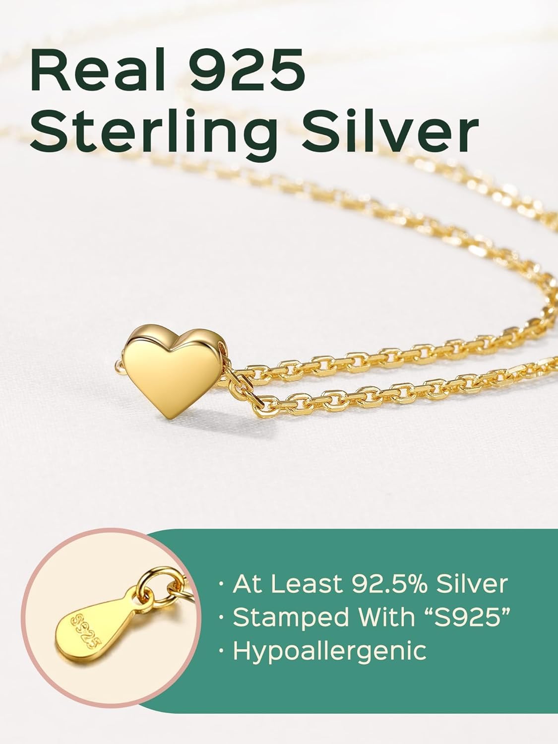 Classic Gold Heart Link Chain Bracelet  for Women, sterling silver jewlery, gift idea, sterling silver bracelets