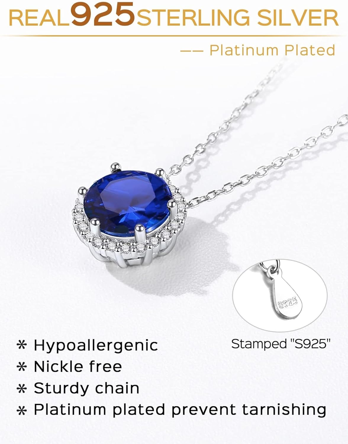 Round Cut Birthstone with Cubic Zirconia Necklace