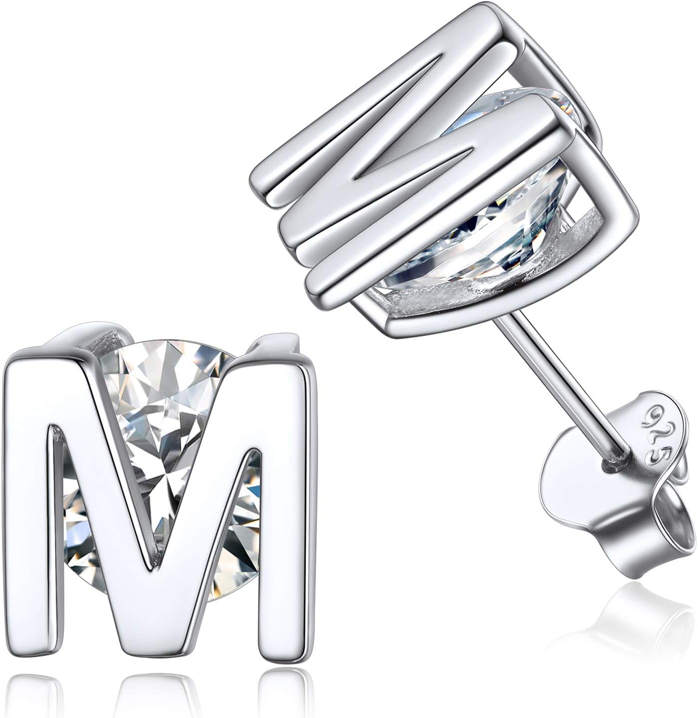 Dainty Initial & Cubic Zirconia Letter Stud Earrings