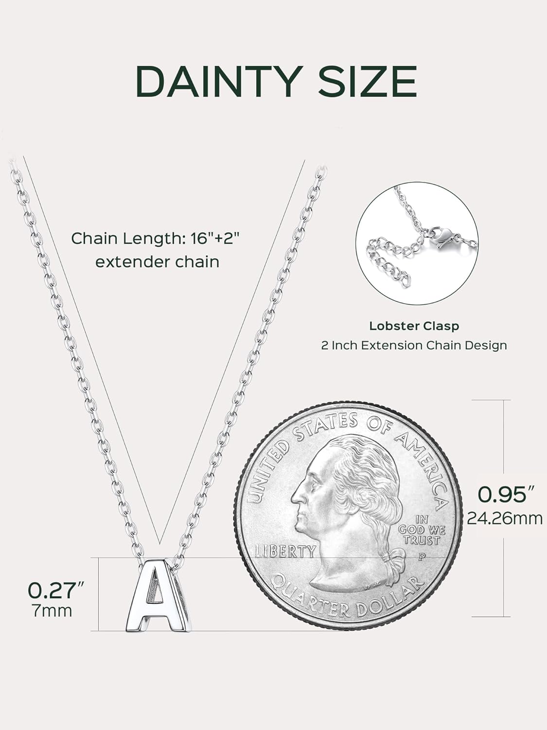 Initial Dainty Necklace for women, silver jewelry, A to Z  jewelry, gift idea