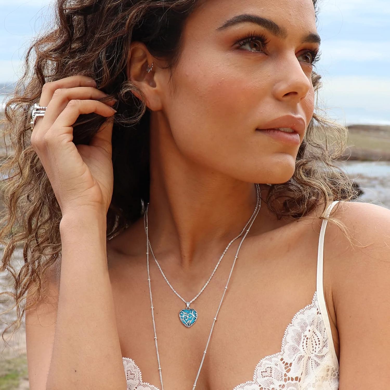 Celtic Knot Heart Birthstones Necklace for Women