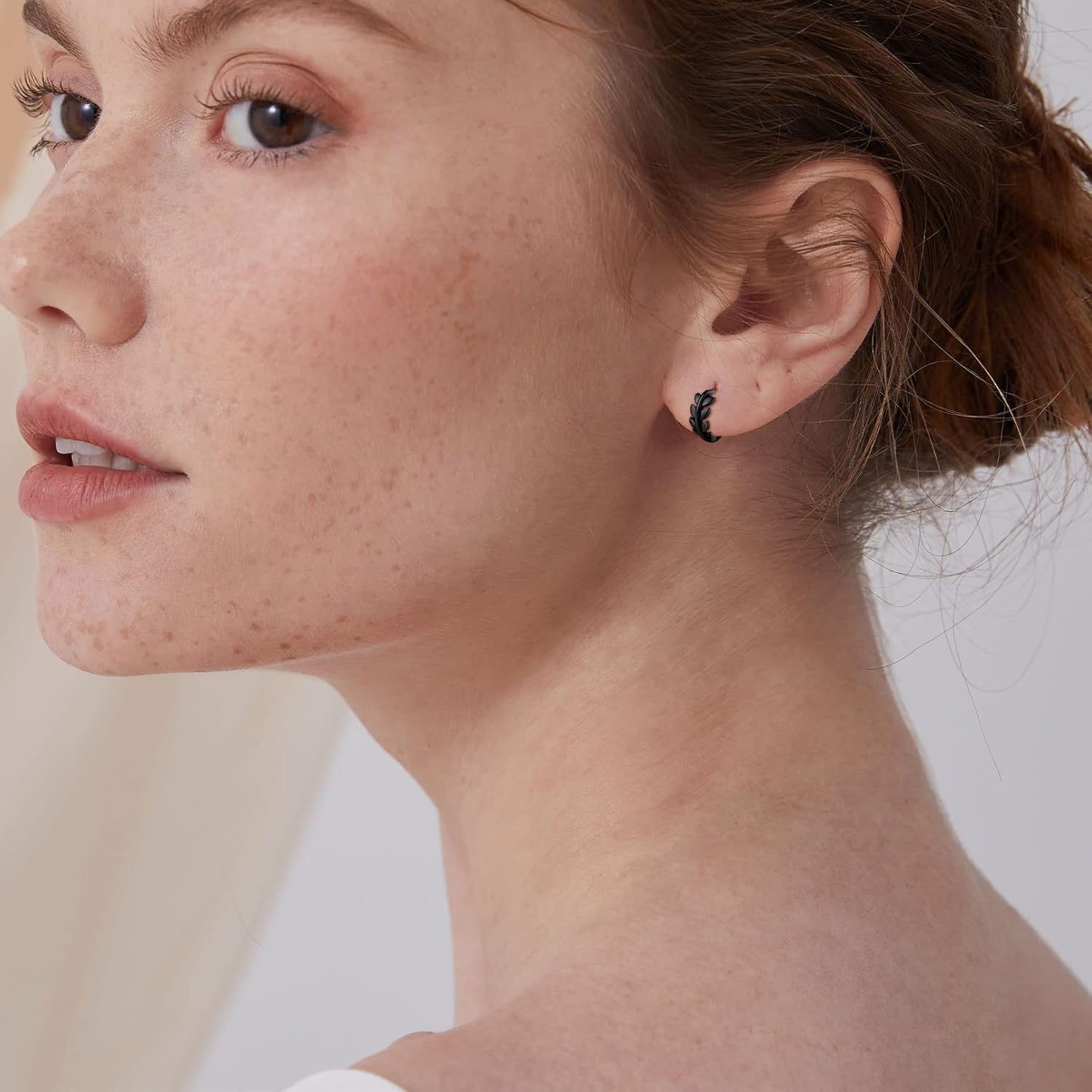 Hypoallergenic Leaf Lightweight Chunky Thick Huggie Hoop Earrings for Women