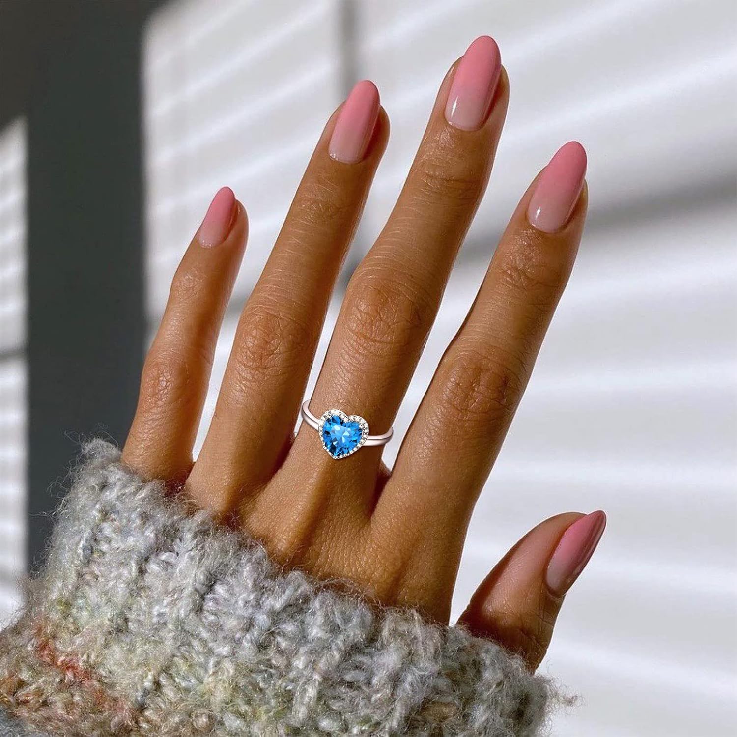 Heart Emerald Cut Birthstone Promise Ring