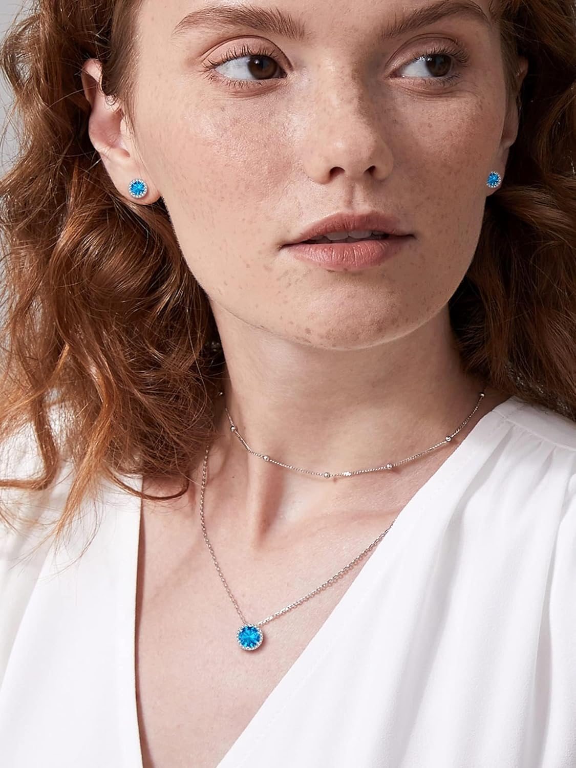 Round Cut Birthstone with Cubic Zirconia Necklace