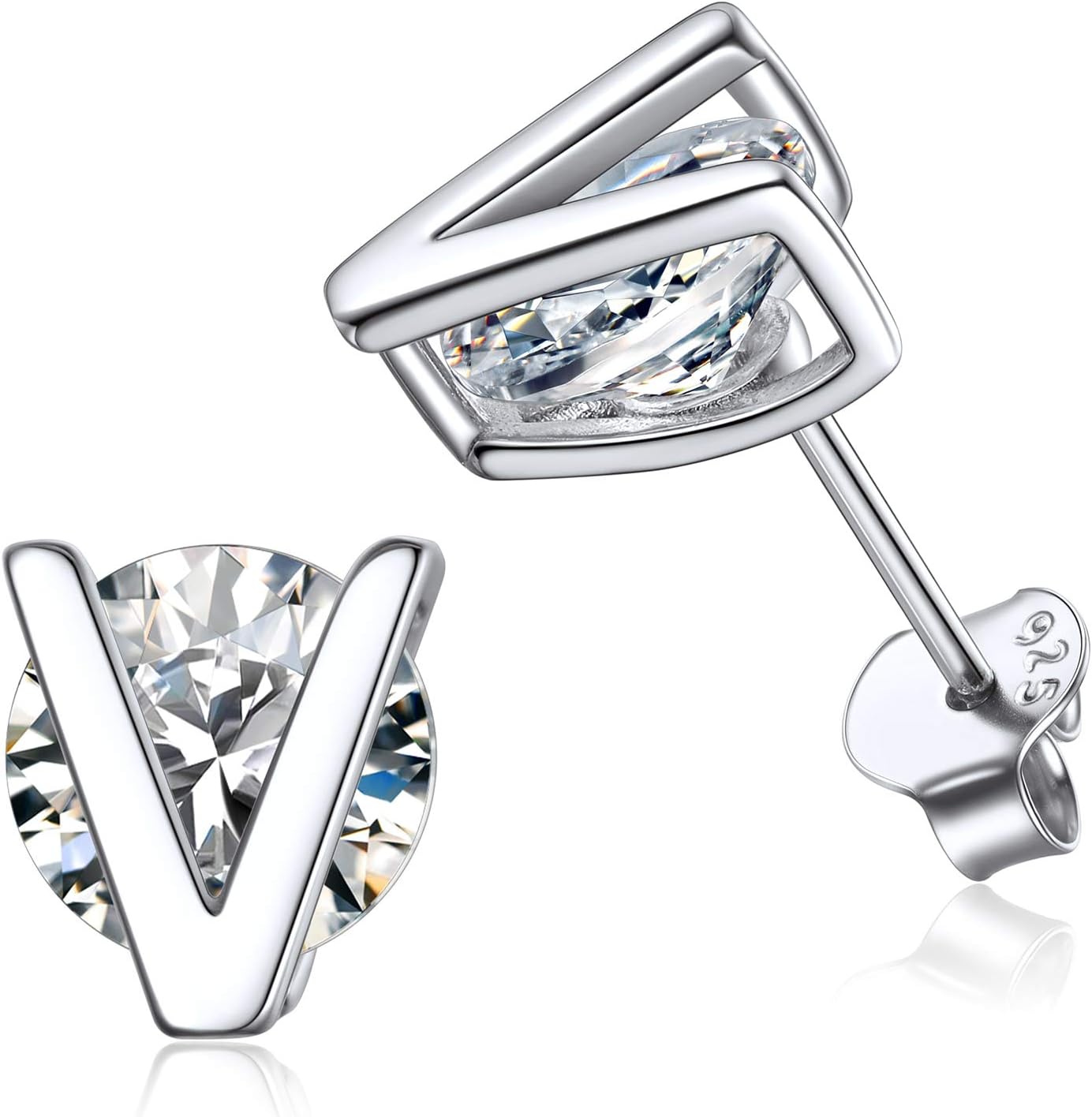 Dainty Initial & Cubic Zirconia Letter Stud Earrings