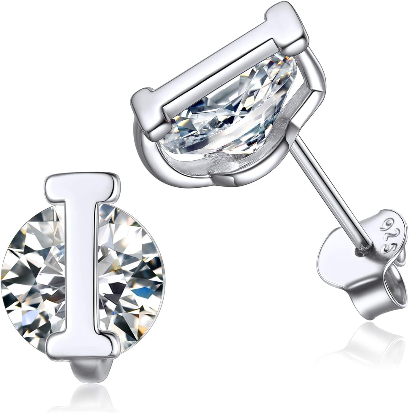 Dainty Initial & Cubic Zirconia Letter Stud Earrings