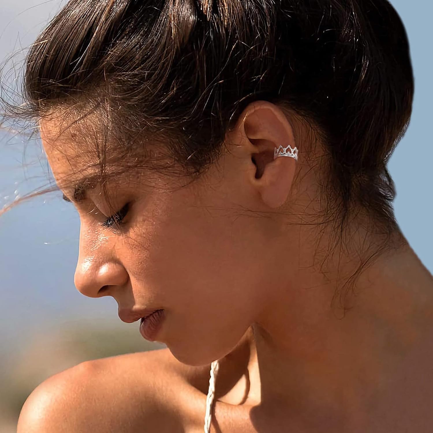 Crown Non Piercing Clip on Cartilage Cuff Earrings