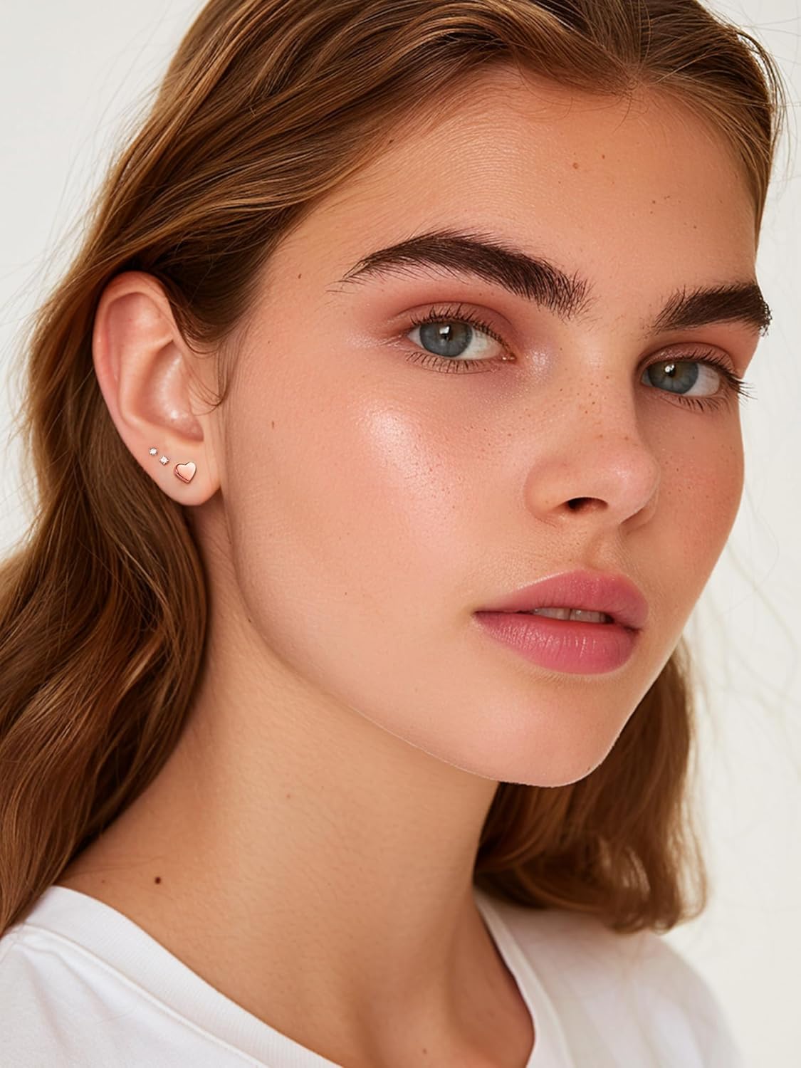 Rose Gold Classic 5mm Heart Stud Earrings for Women and Men, silver jewelry, gift idea, Sterling silver earrings