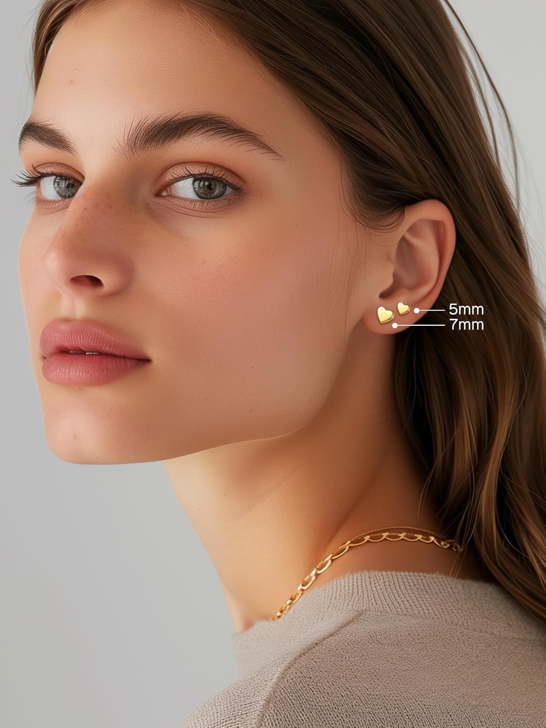 Gold Classic 5mm Heart Stud Earrings for Women and Men, silver jewelry, gift idea, Sterling silver earrings, 925 sterling silver earrings