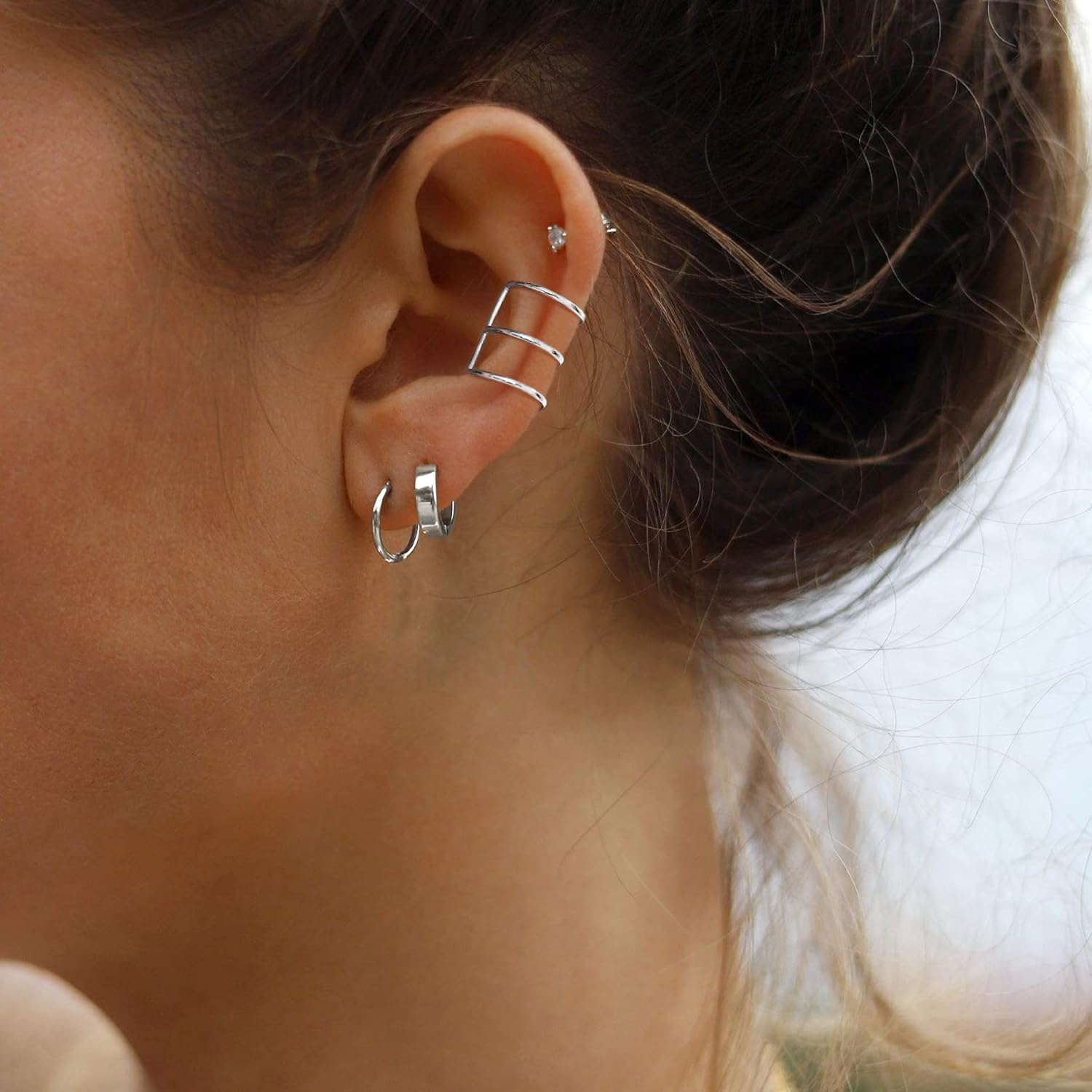 Minimalist Simple Lines Non Piercing Cartilage Cuffs Earrings