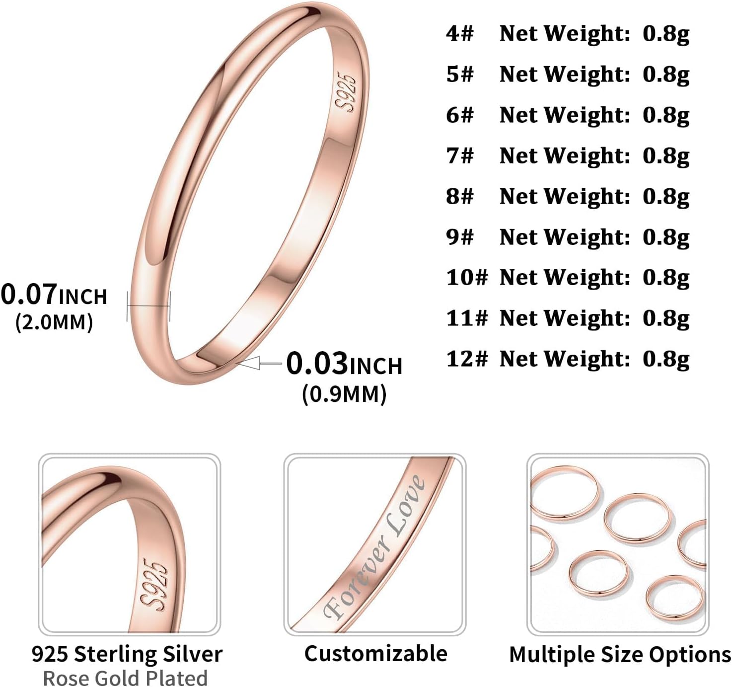 Plain Dome High Polished Wedding Band Rings Details: Dimensions, Hypoallergenic, Size 4-12. Ring Width: 2mm/3mm/5mm.