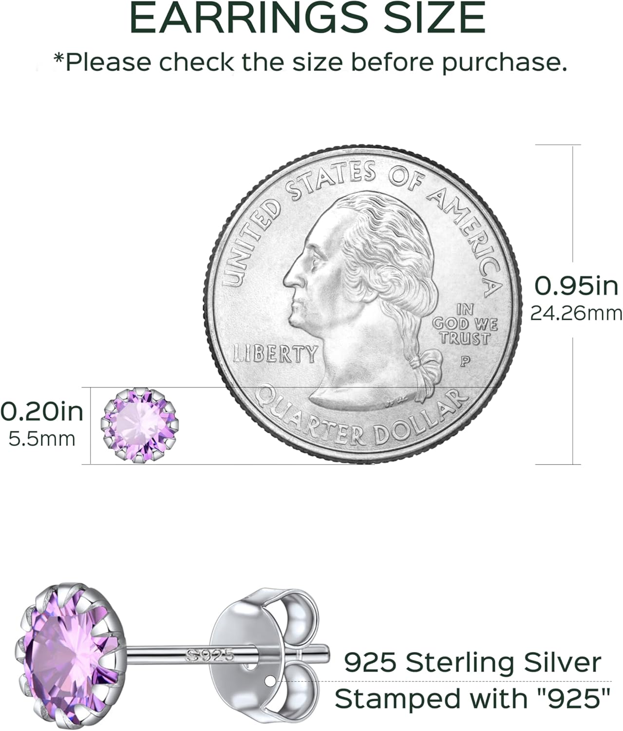 Round Cut Birthstone Stud Earrings for Ladies,  june birthstone, Alexandrite Jewelry, Gemini Birthstone, Cancer Birthstone, birthstone jewelry, gift idea