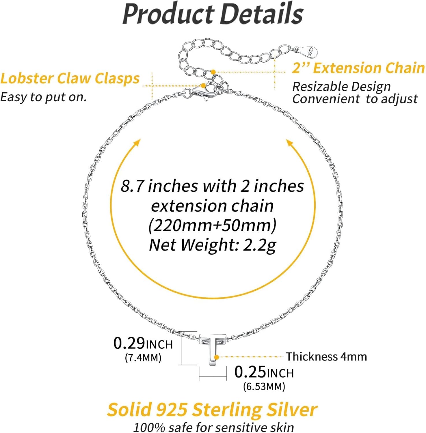 T-Initial Letter Minimalist Summer Beach Anklet, sterling silver jewlery, initial jewelry, initial Anklet, sterling silver anklet, gift idea