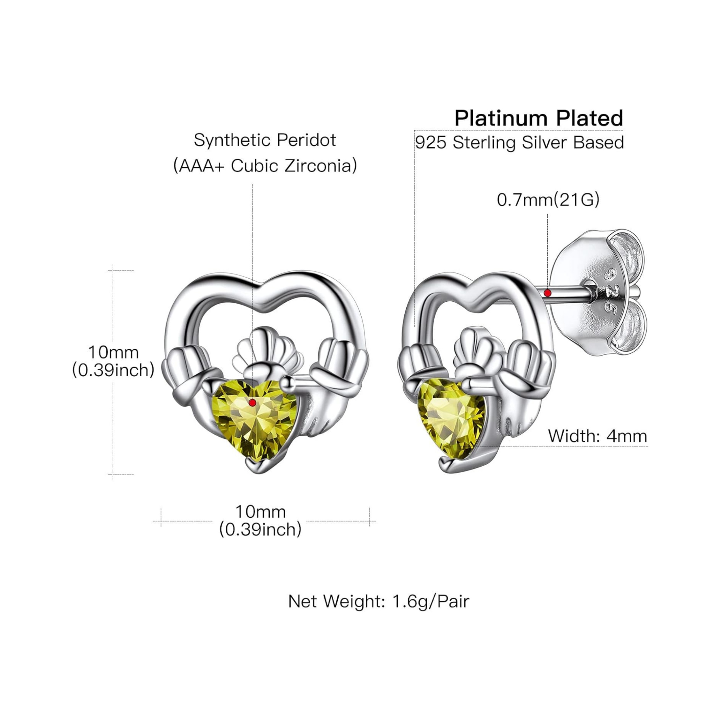 Dainty Claddagh Celtic Heart Stud Earrings