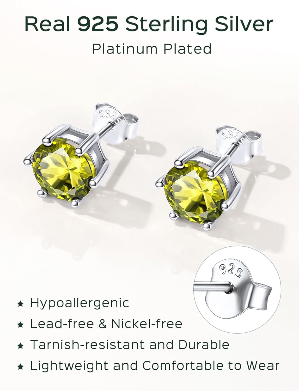 Sterling Silver 8.5mm Sparkling Round Cut Birthstone Halo Stud Earrings