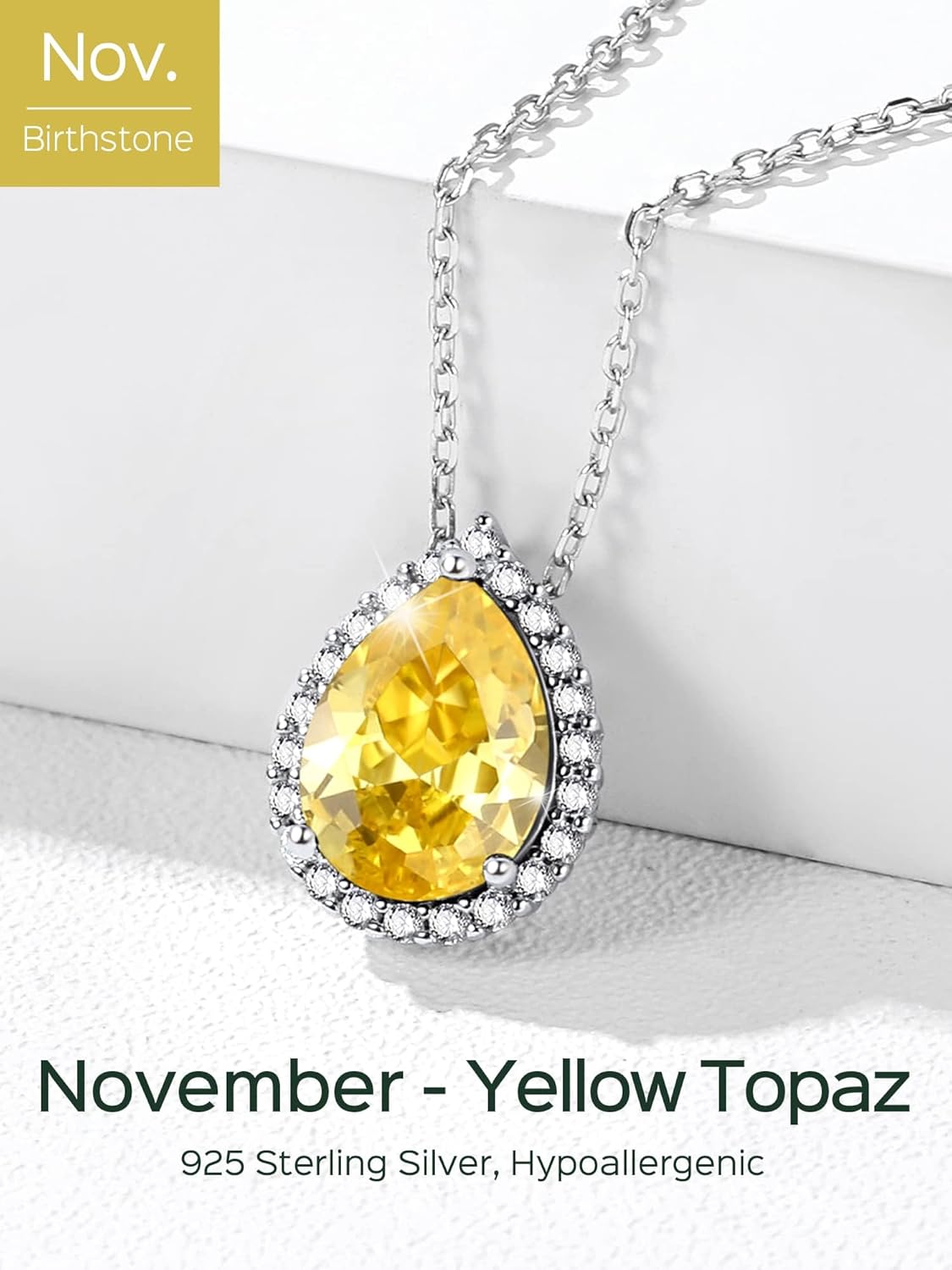 Pear Cut Teardrop Birthstone Diamond Necklace