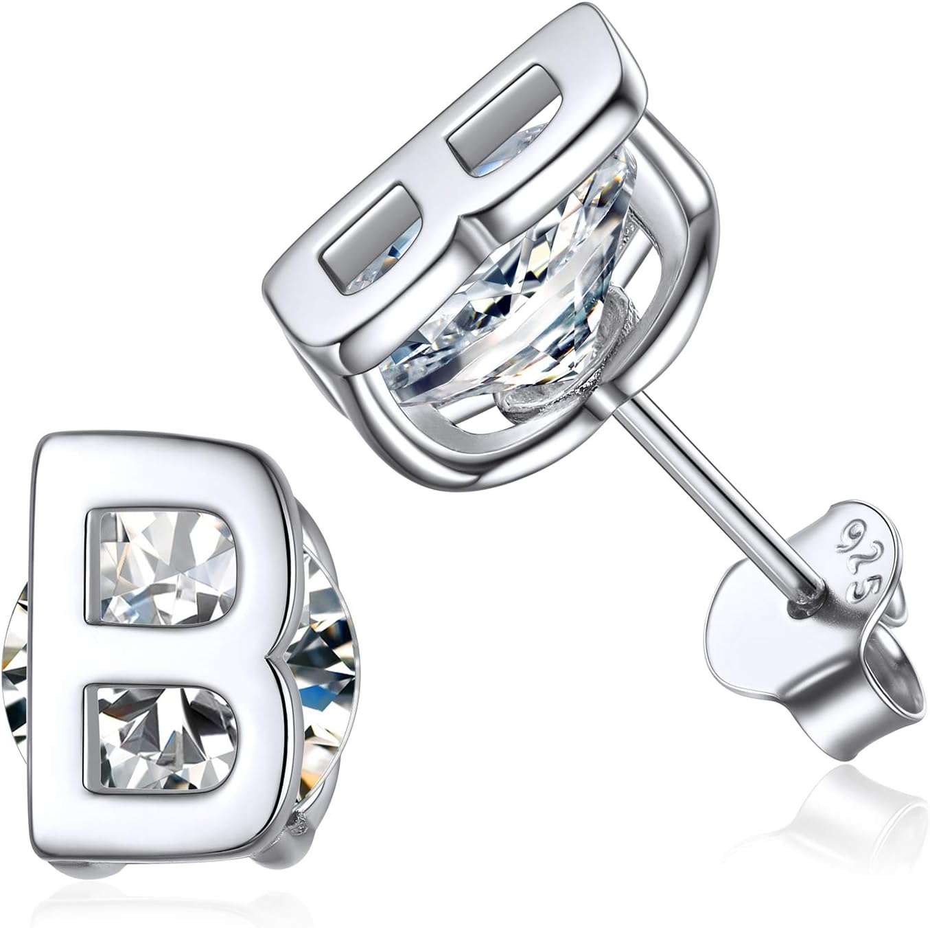 Dainty Initial & Cubic Zirconia Letter Stud Earrings