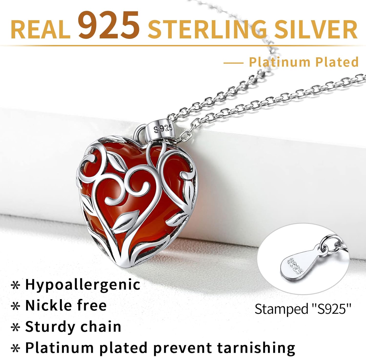 Sterling Silver Celtic Knot Heart Birthstones Necklace