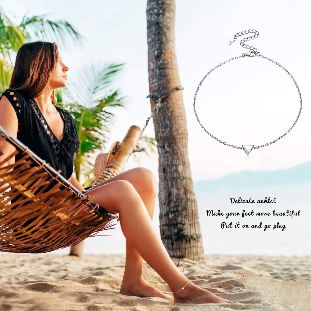 Simple Dainty Triangle Anklets