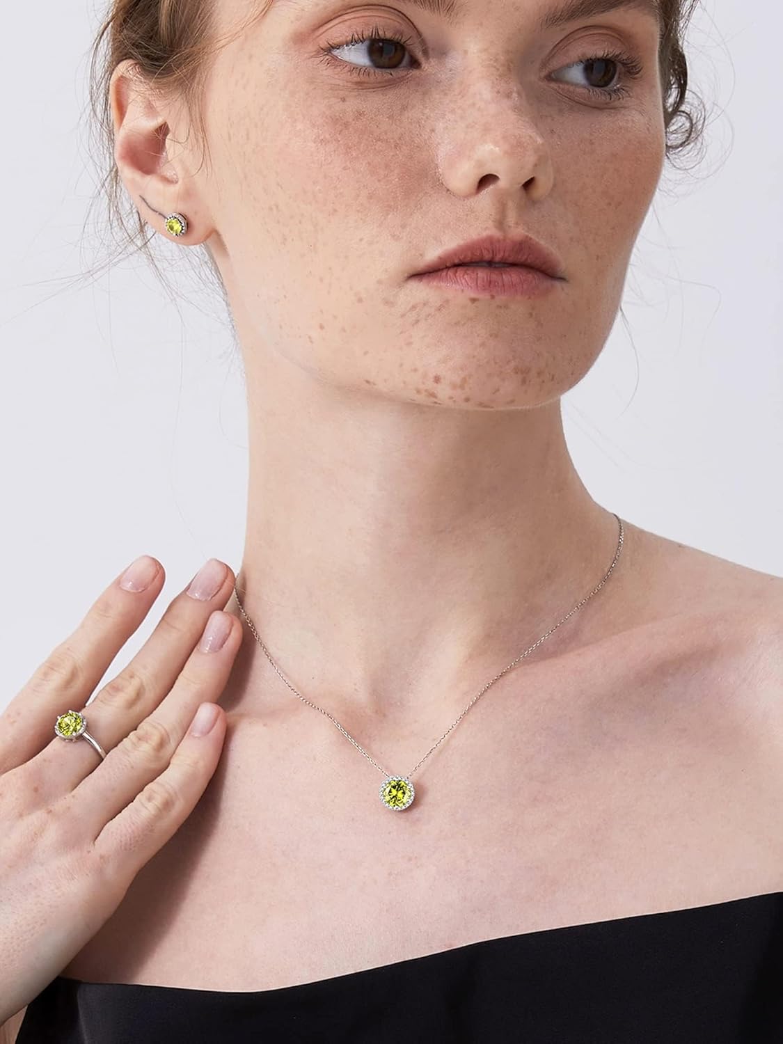 Round Cut Birthstone with Cubic Zirconia Necklace