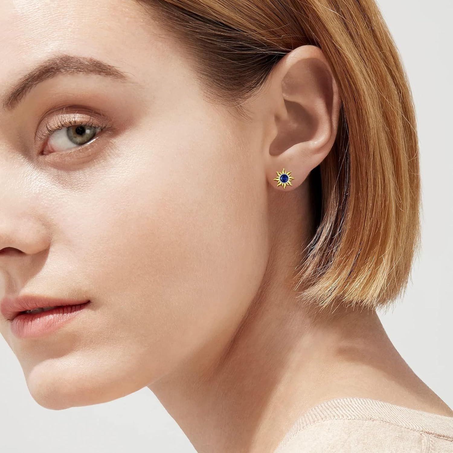 Hypoallergenic Sun Birthstone Earrings for Women, september birthstone, Sapphire Jewelry, Virgo Birthstone, Libra Birthstone, sterling silver jewelry, gift idea