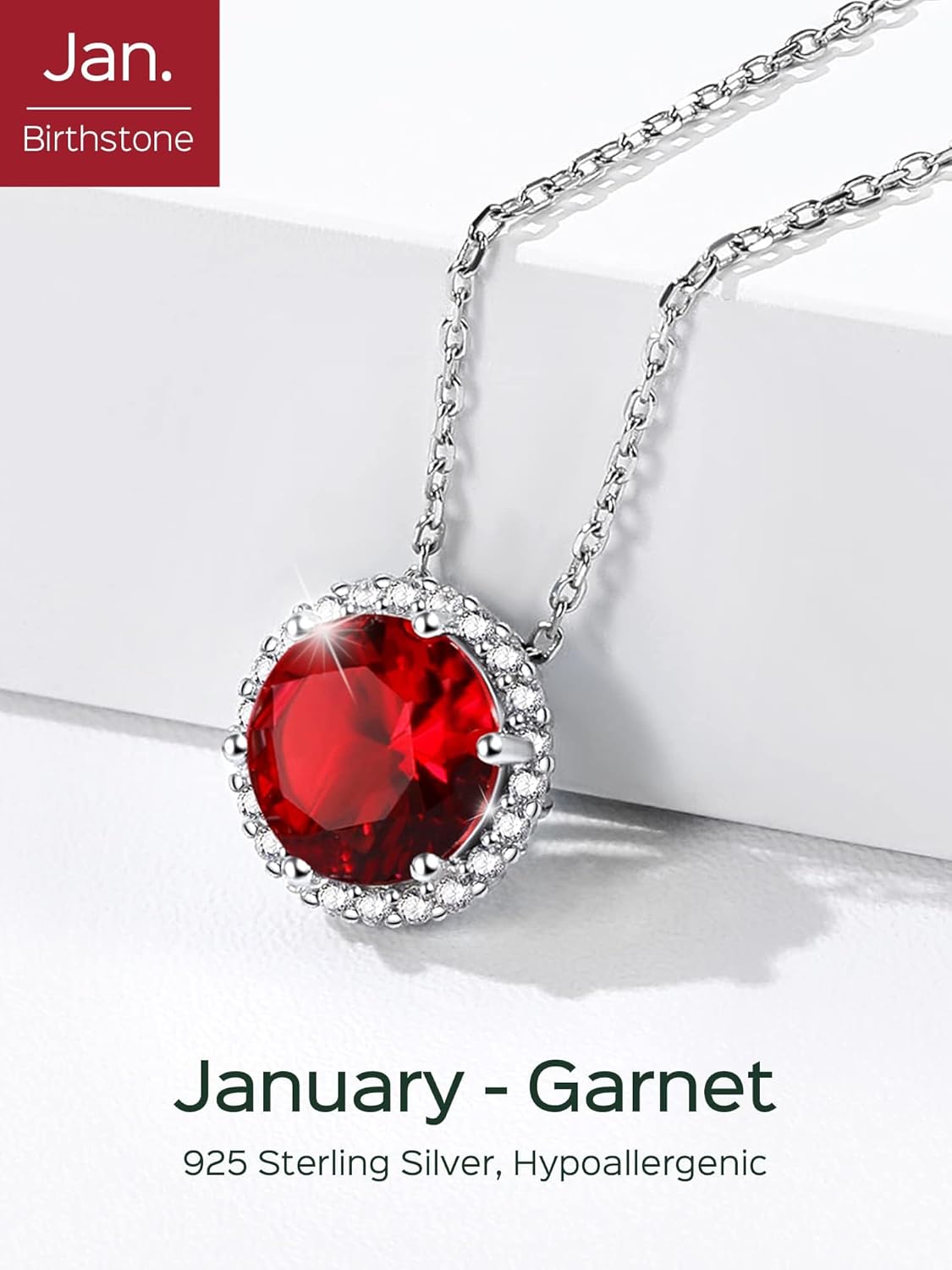 Round Cut Birthstone with Cubic Zirconia Necklace