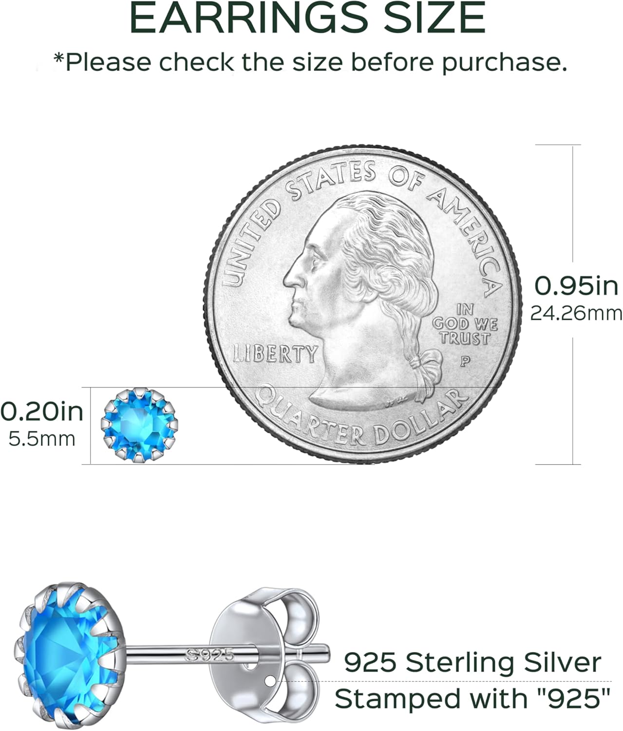 Round Cut Birthstone Stud Earrings for Ladies, december birthstone, Blue Topaz Jewelry, Sagittarius Birthstone,  topaz birthstone, Capricorn Birthstone, christmas gift, gift idea