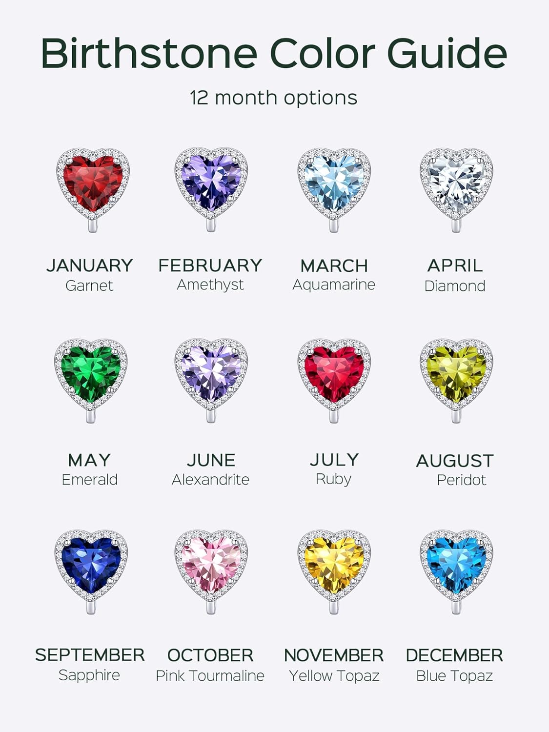 Hypoallergenic Birthstone Clip On Earrings in Different Month Colors