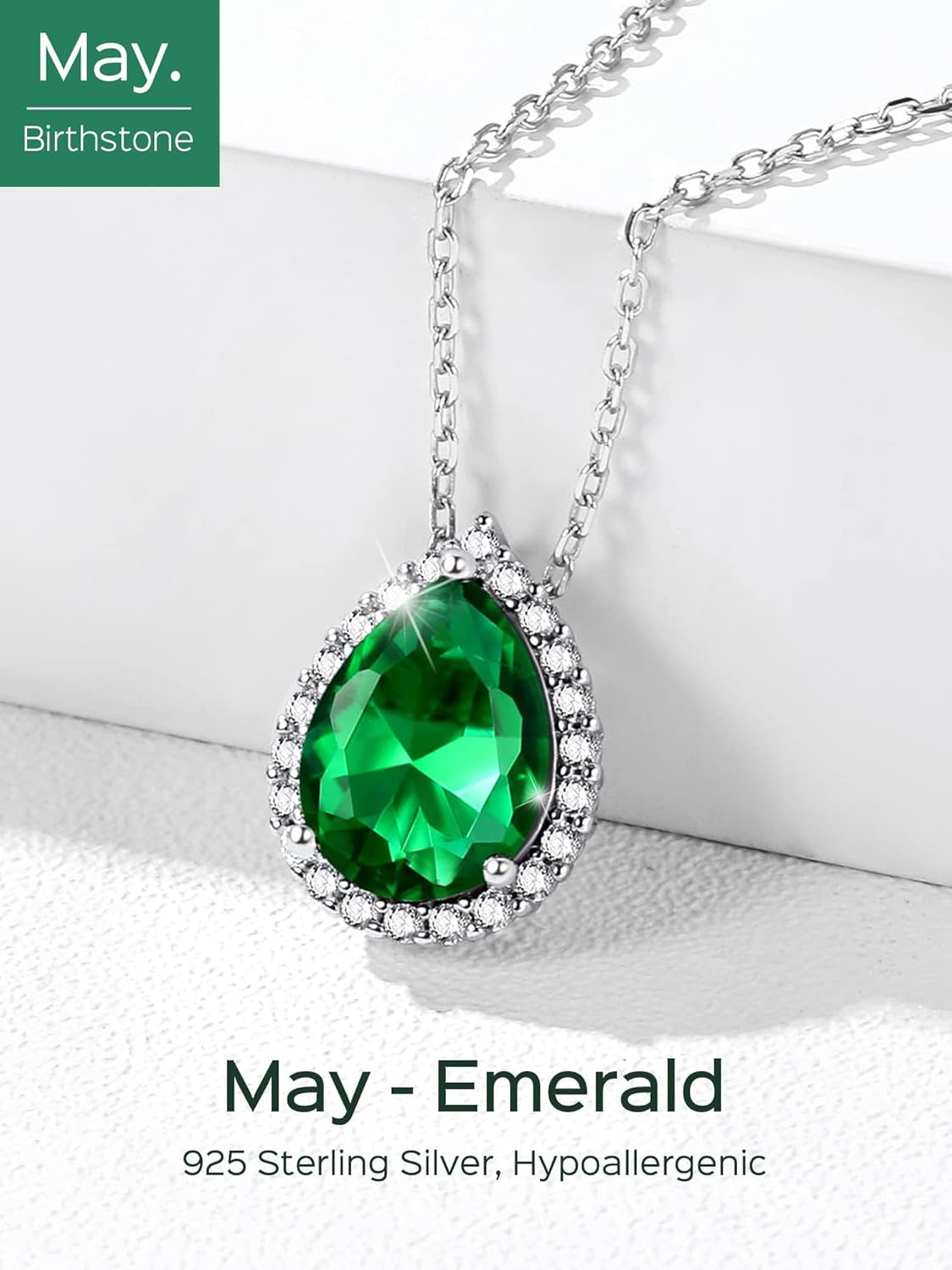 Pear Cut Teardrop Birthstone Diamond Necklace