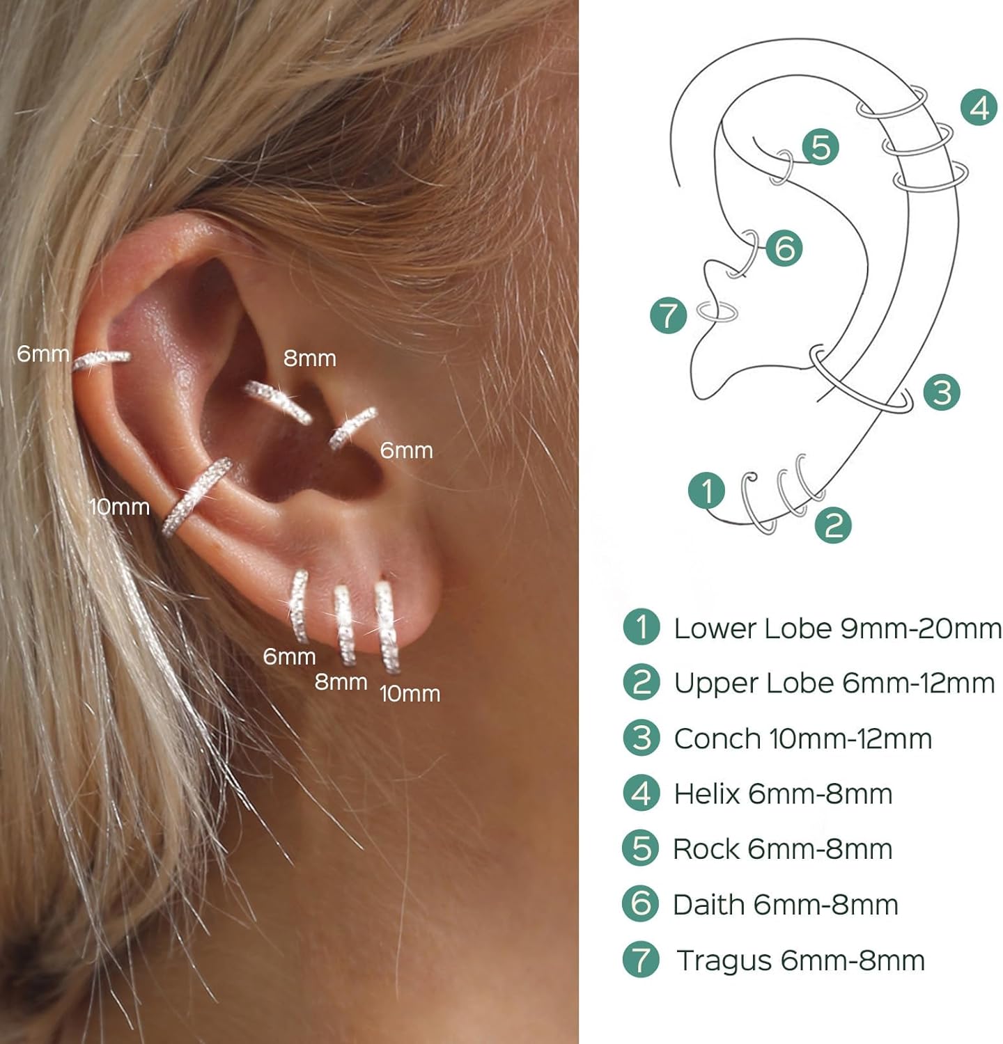 Cubic Zirconia Huggie Hoop Earring in Different Size