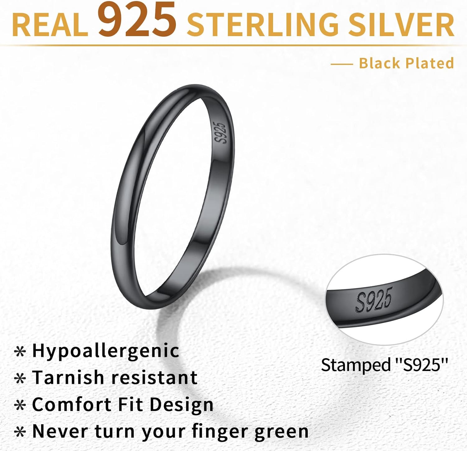 Sterling Silver Plain Dome High Polished Wedding Band Rings