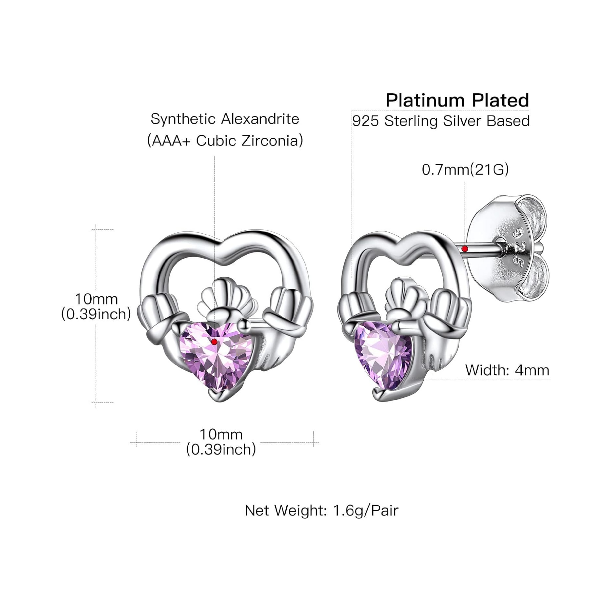 Dainty Claddagh Celtic Heart Stud Earrings
