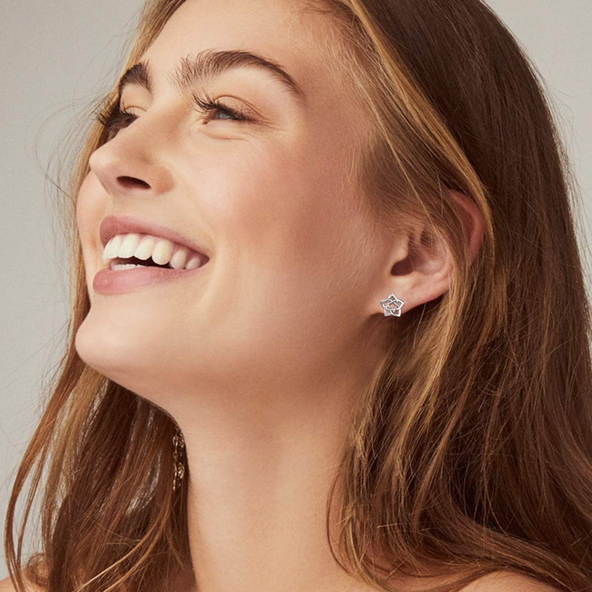 Irish Celtic Eternity Flower Love Knot Pentagram Stud Earrings for Women