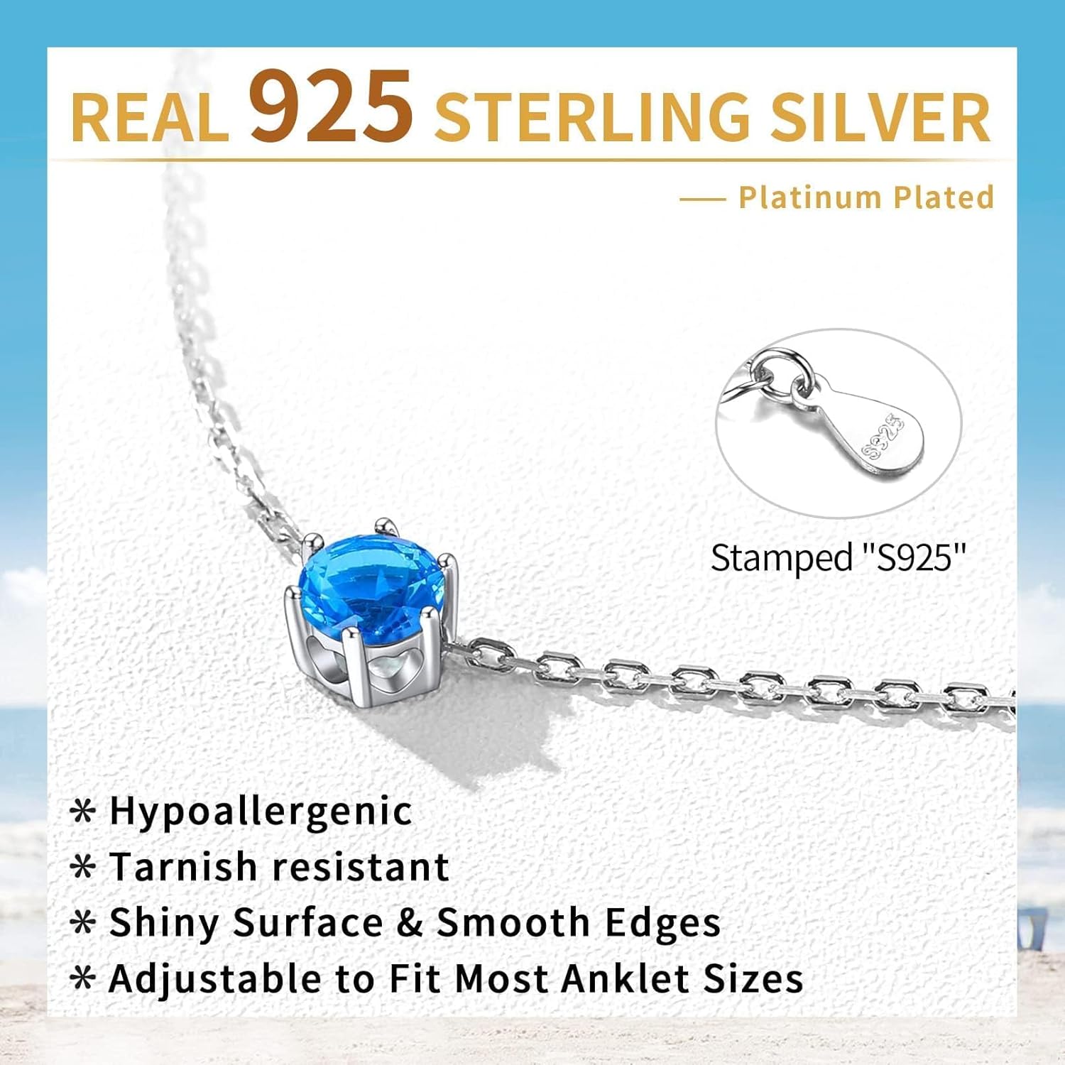 Simple Dainty Round Birthstone Ankle