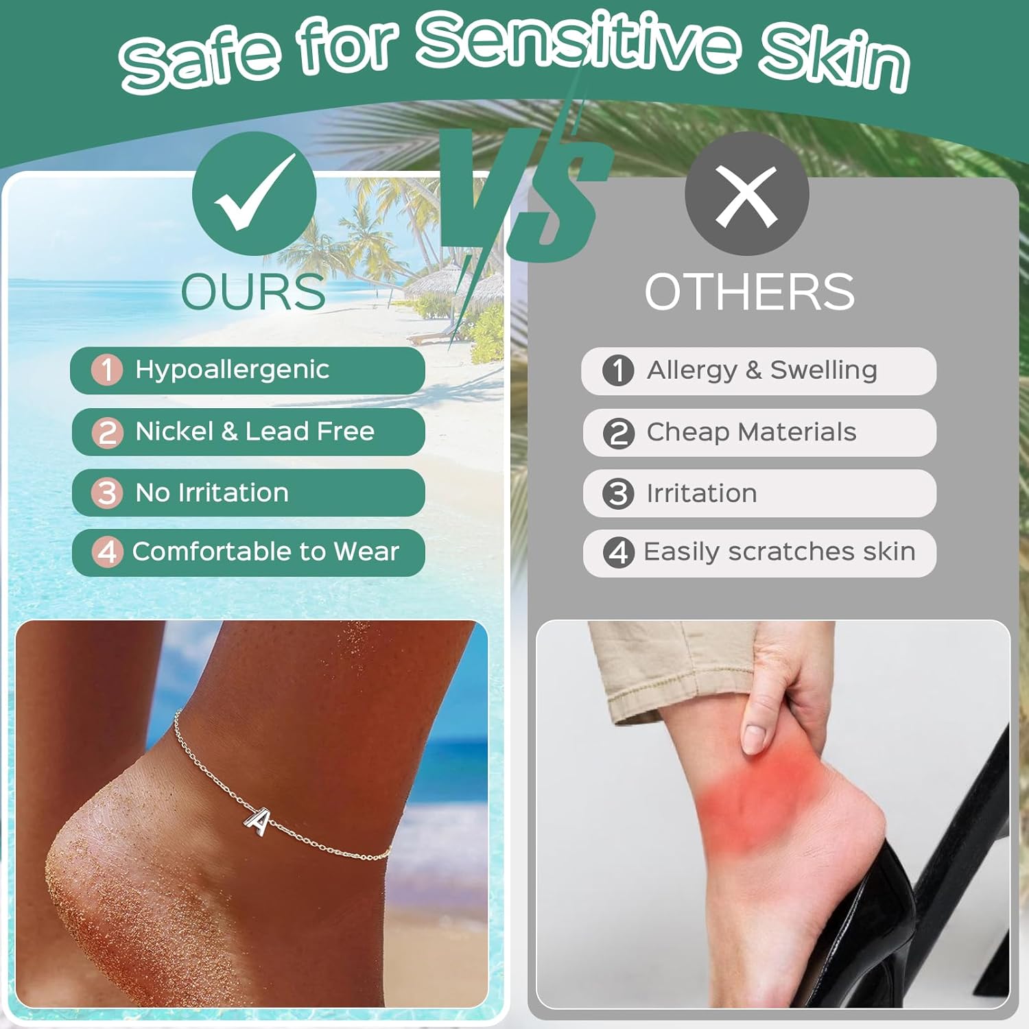 Initial Letter Minimalist Summer Beach Anklet, sterling silver jewlery, initial jewelry, initial Anklet, sterling silver anklet, gift idea