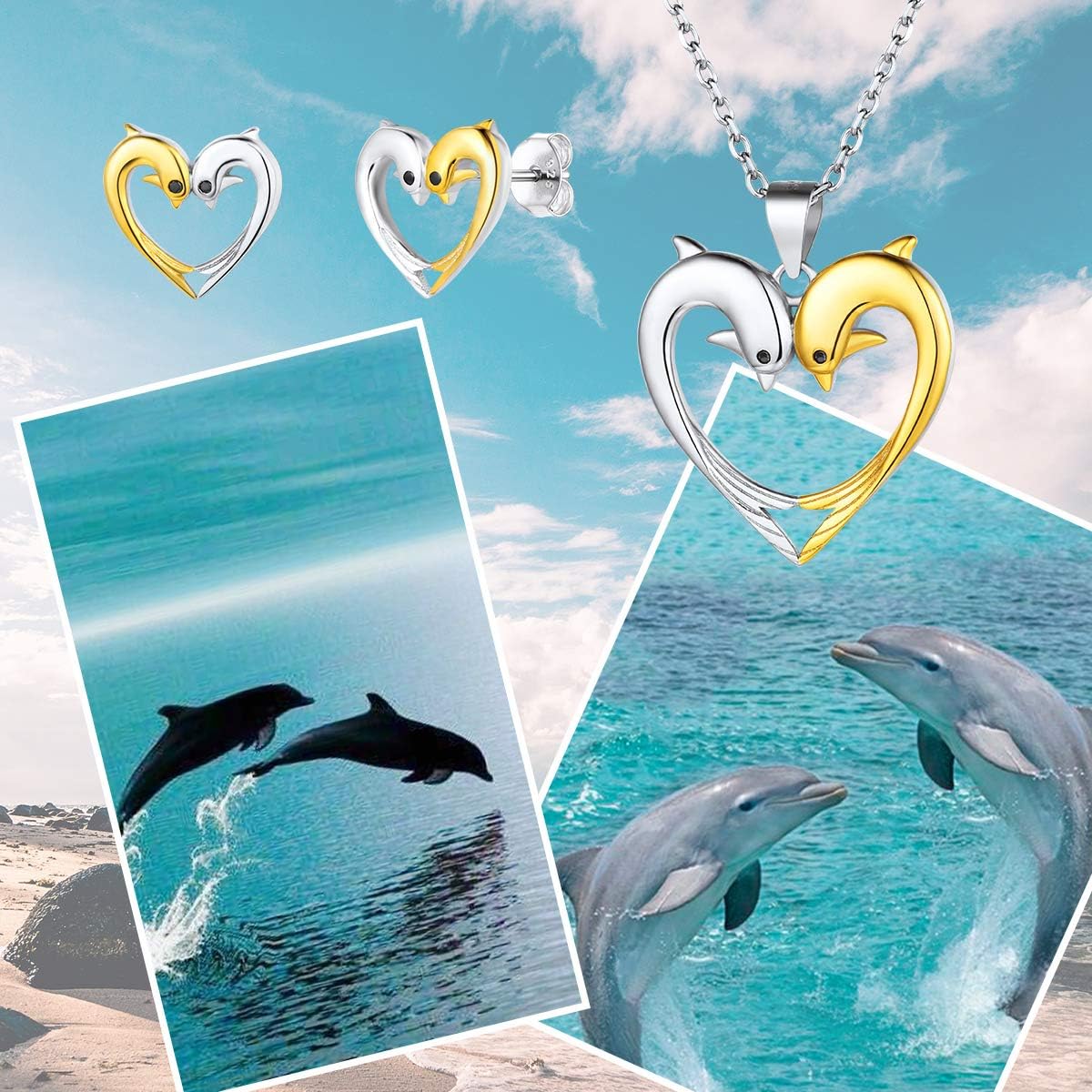 Sterling Silver Cute Dolphin Stud Earring