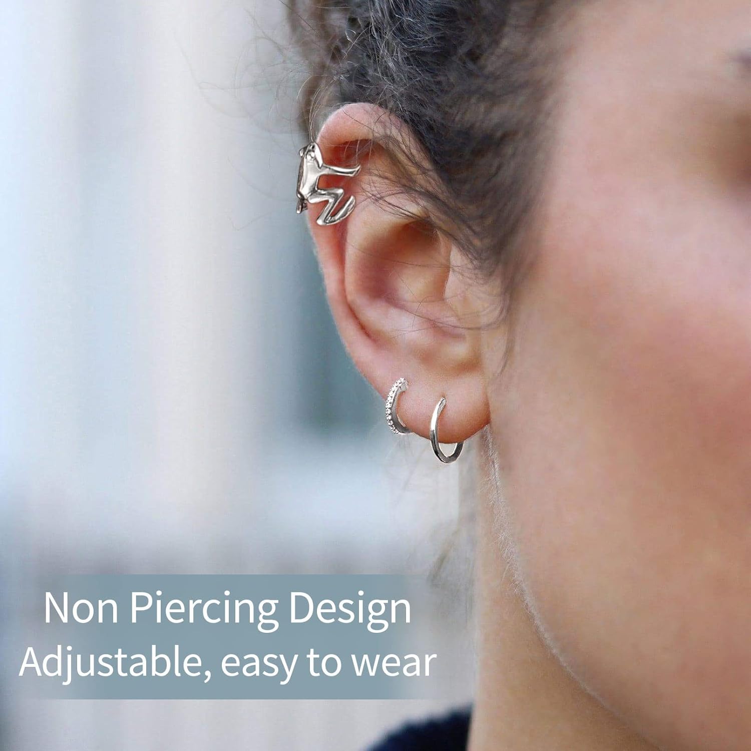 Tree Frog Non-Piercing Cuff Ear Clip Earrings for Women