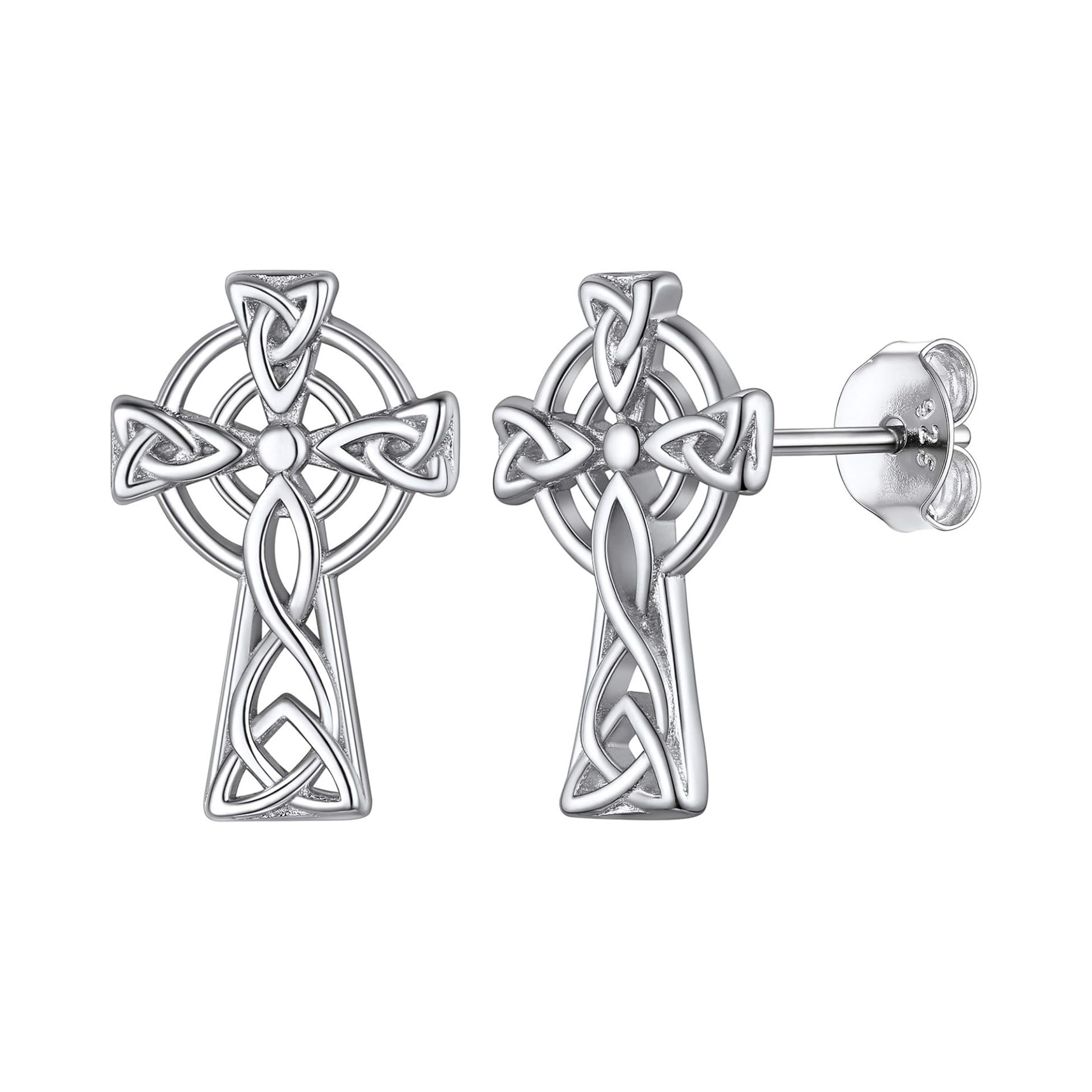 Celtic Cross Irish Knot Stud Earrings