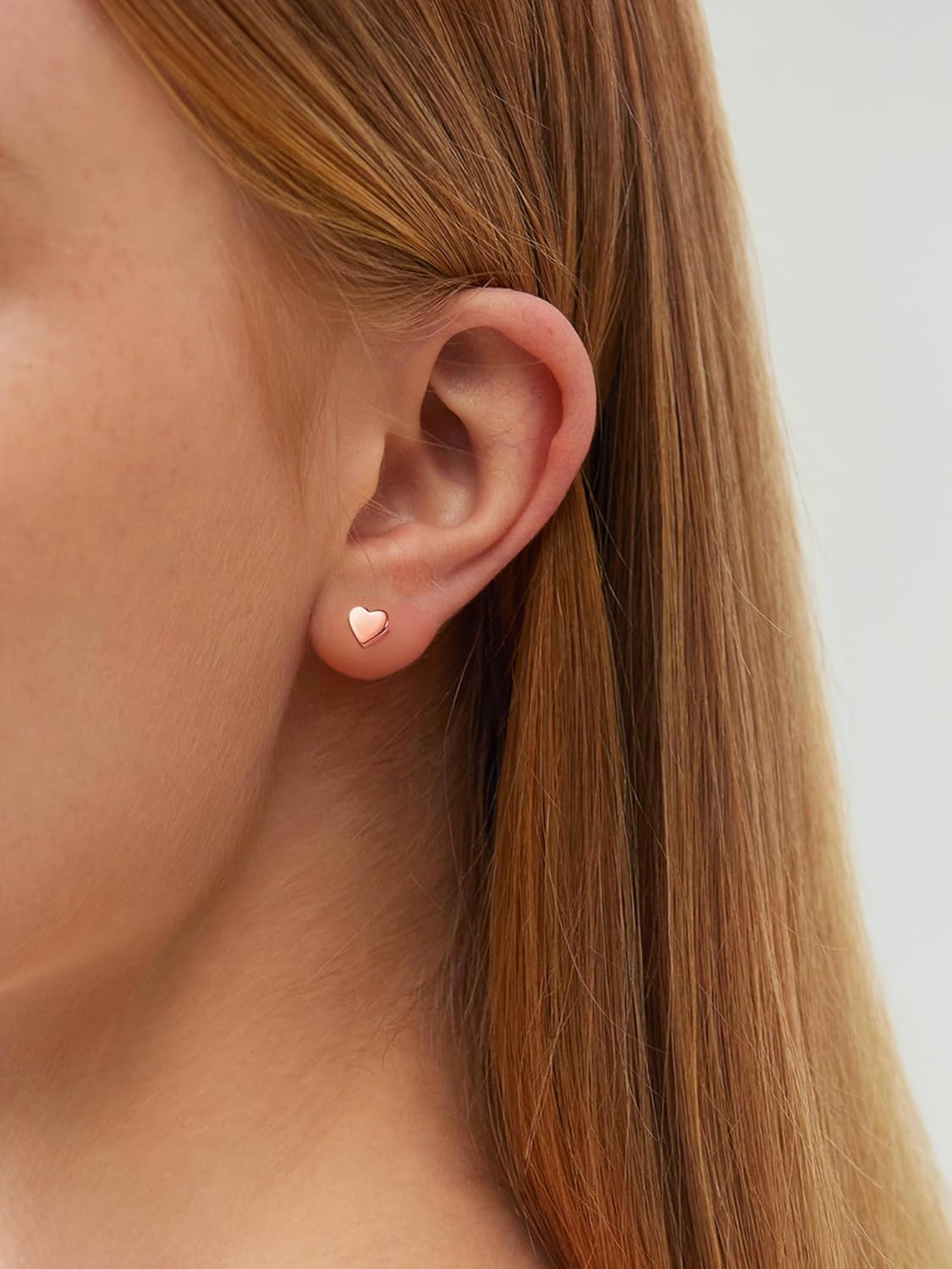 Rose Gold Classic 5mm Heart Stud Earrings for Women and Men, silver jewelry, gift idea, Sterling silver earrings