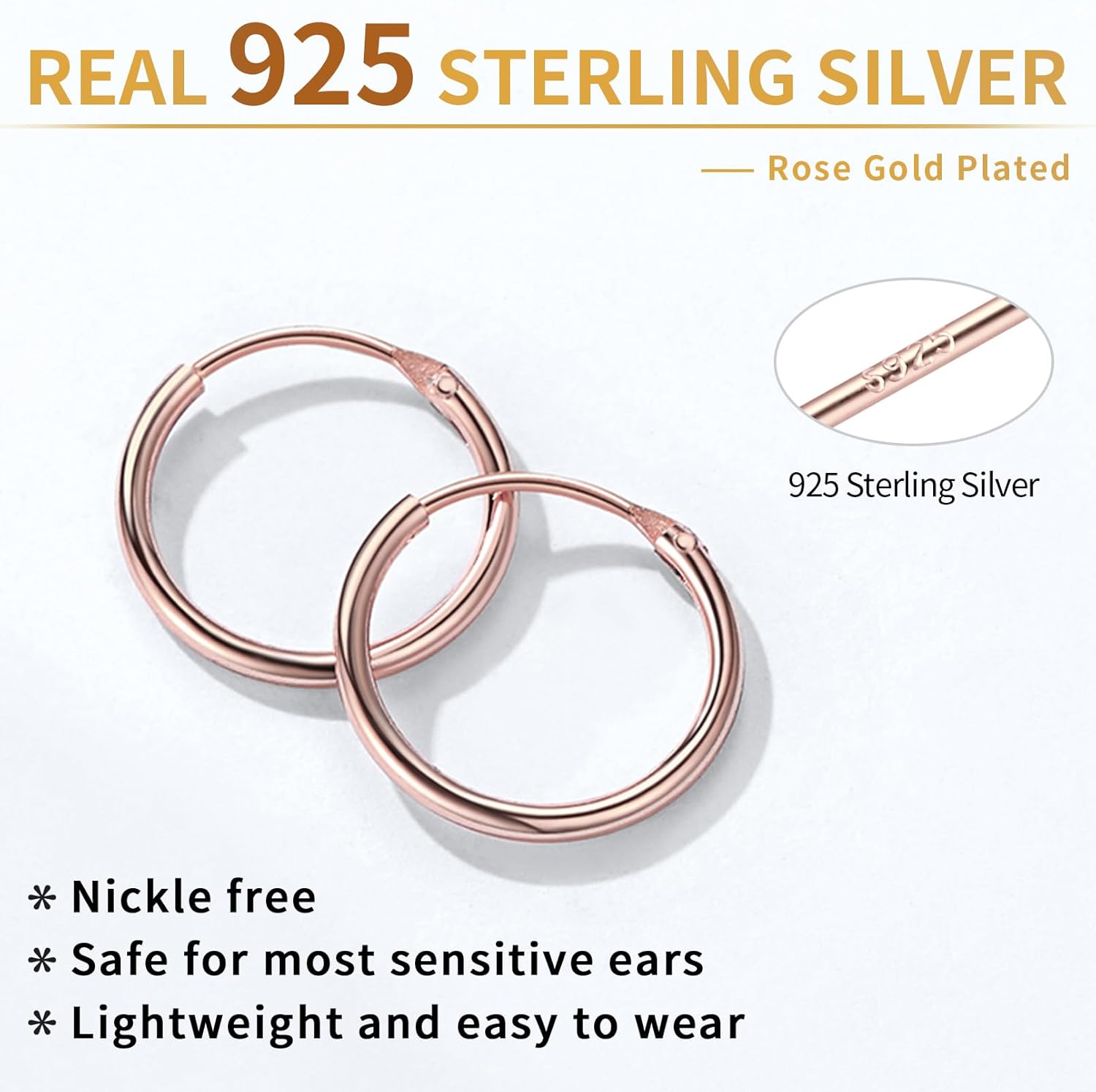 Gold Plated Small Circle Endless Huggie Hoop Earrings