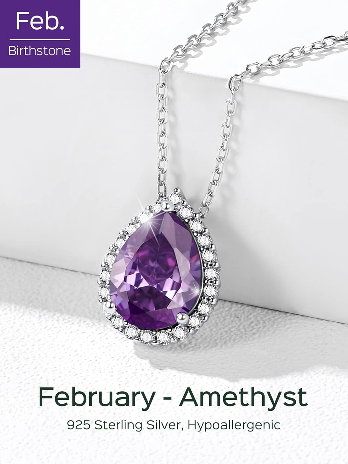 Pear Cut Teardrop Birthstone Diamond Necklace