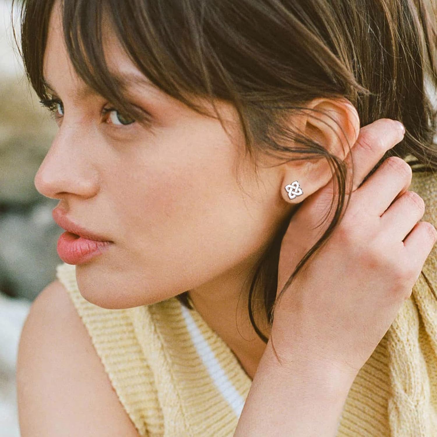 Quaternary Celtic Knot Stud Earrings for Women
