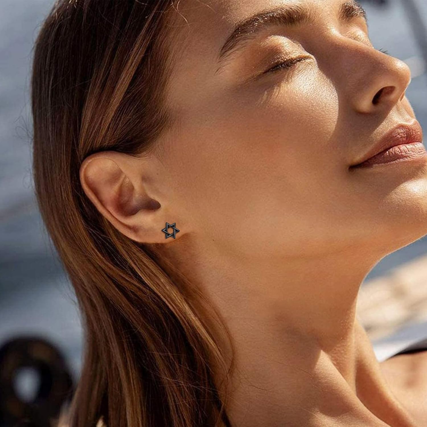 Black Star of David Stud Earrings for Women
