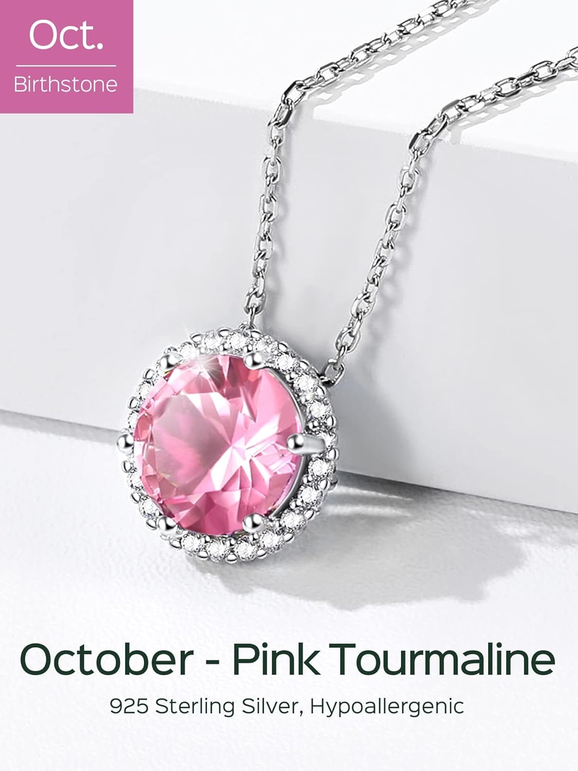 Round Cut Birthstone with Cubic Zirconia Necklace