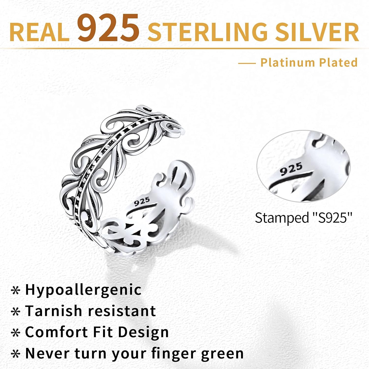Sterling Silver Minimalist Celtic High Polish Adjustable Promise Ring