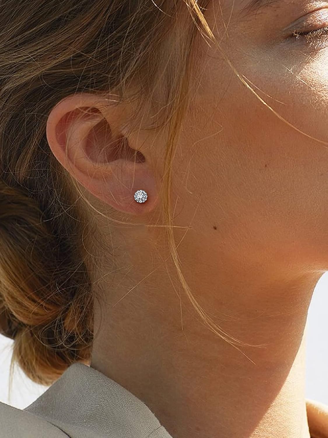 Round Cut Birthstone Stud Earrings for Ladies,  jan birthstone, april birthstone, Diamond Jewelry, Aries Birthstone, Taurus Birthstone, birthstone Earrings, gift idea