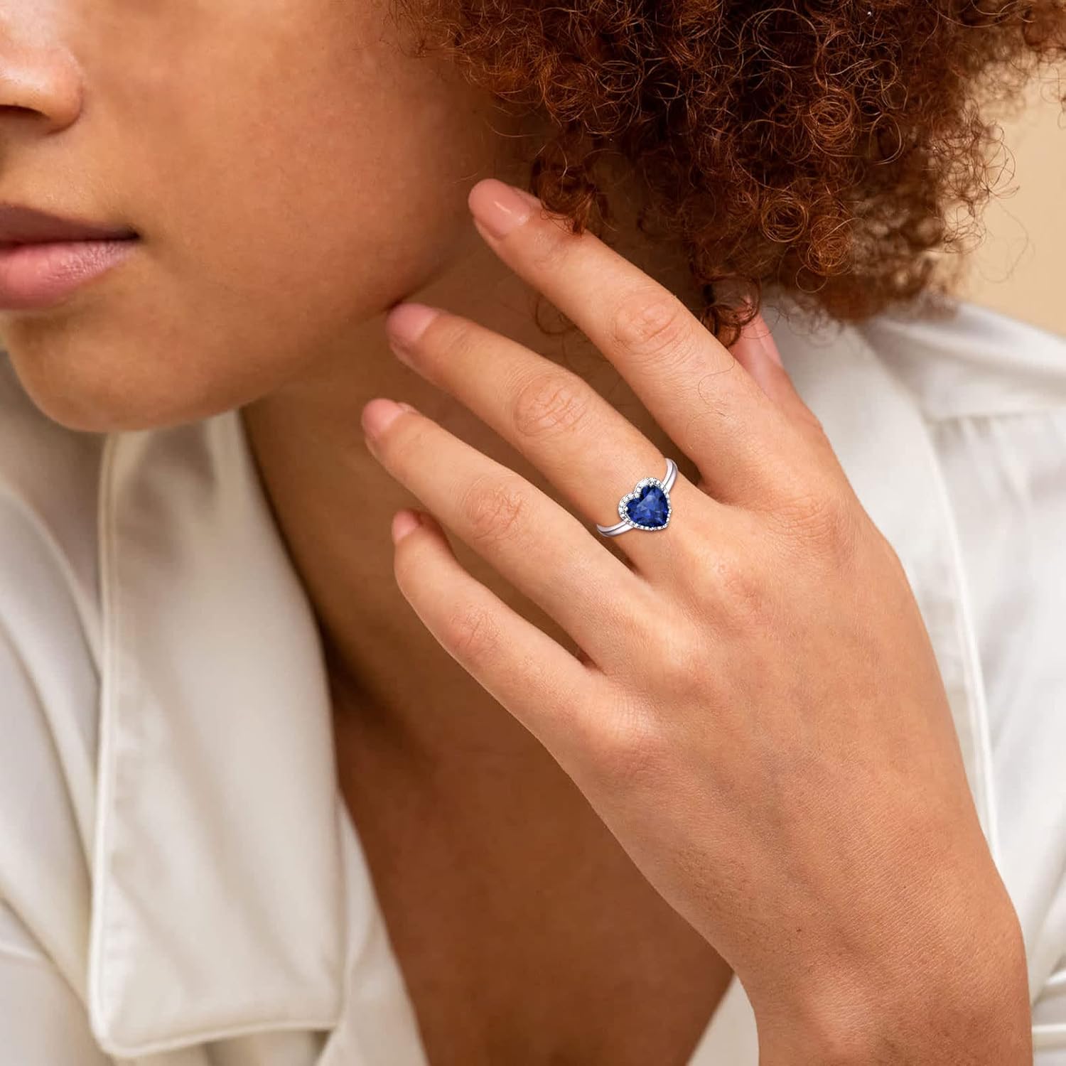 Heart Emerald Cut Birthstone Promise Ring for Women